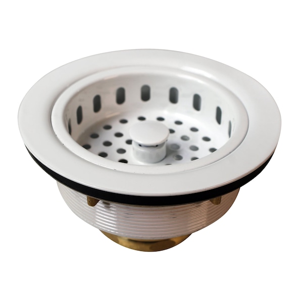 Westbrass 3-1/2" Post Style Kitchen Sink Basket Strainer, Powder Coat White D214-50 - main